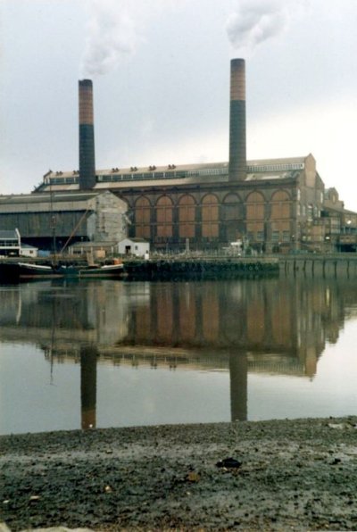 Lots Road Power Station from across the River Thames in 1977